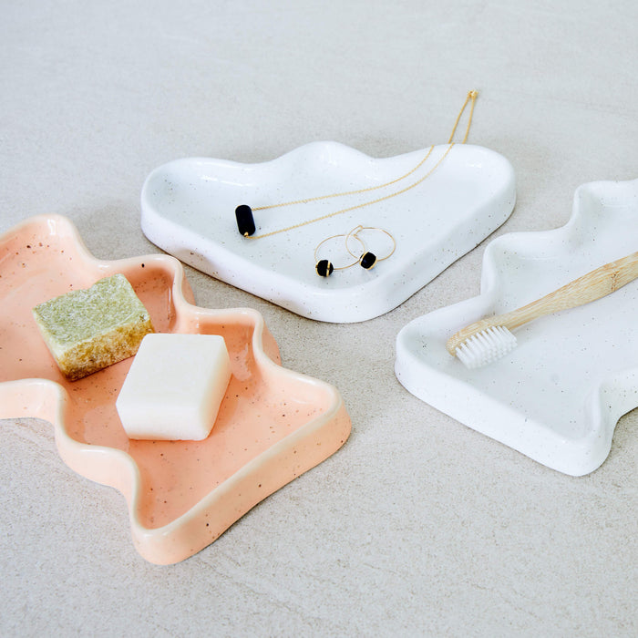 Ceramic Wave Tray - Triangle White