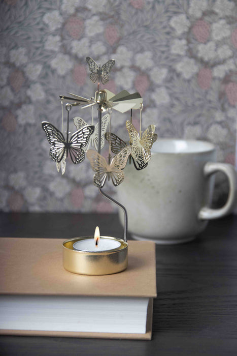 Rotary Candleholder, Butterfly, Gold