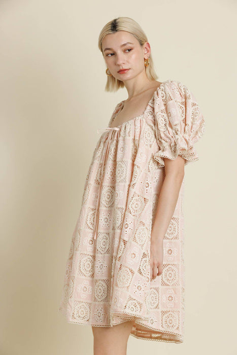 EMBROIDERED MINI DRESS