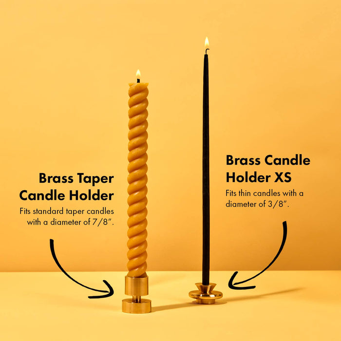 Solid Brass Candle Holder - 1.6" Tall & Fits Standard Tapers