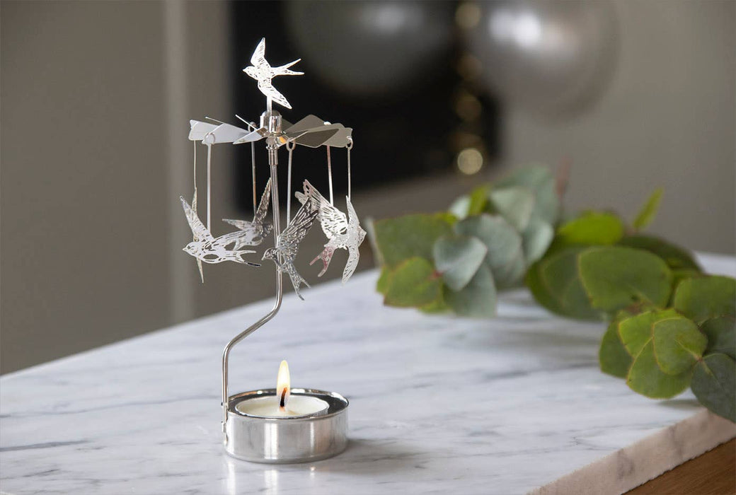 Rotary Candleholder, Swallow, Silver