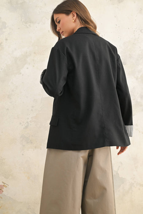 RAYON BLAZER WITH CONTRAST SLEEVE CUFF