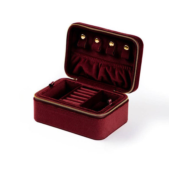 Double-Deck Plush Velvet Jewelry Box for Women Men Girls