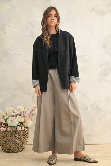 RAYON BLAZER WITH CONTRAST SLEEVE CUFF