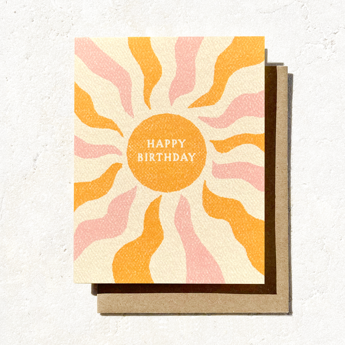 Boho Sun Happy Birthday Card | Spring Summer Card | Beach