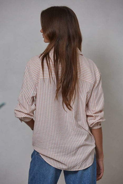 L5611 | Woven Cotton Collar Neck Button Front Long Sleeve