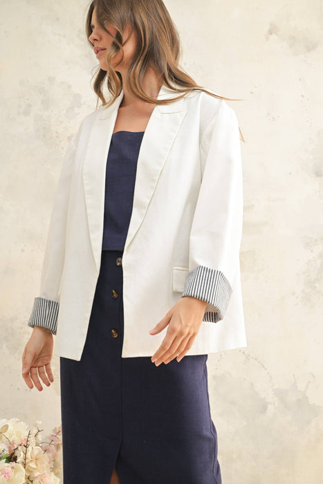 RAYON BLAZER WITH CONTRAST SLEEVE CUFF