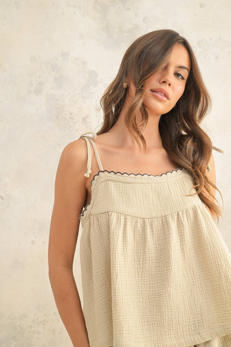 GAUZE SCALLOP EDGE TOP