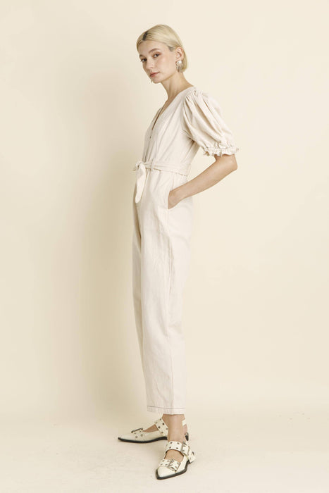 CONTRAST STITCH JUMPSUIT IVORY
