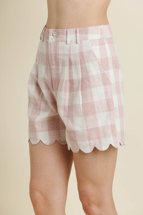 SCALLOP EDGE GINGHAM SHORTS