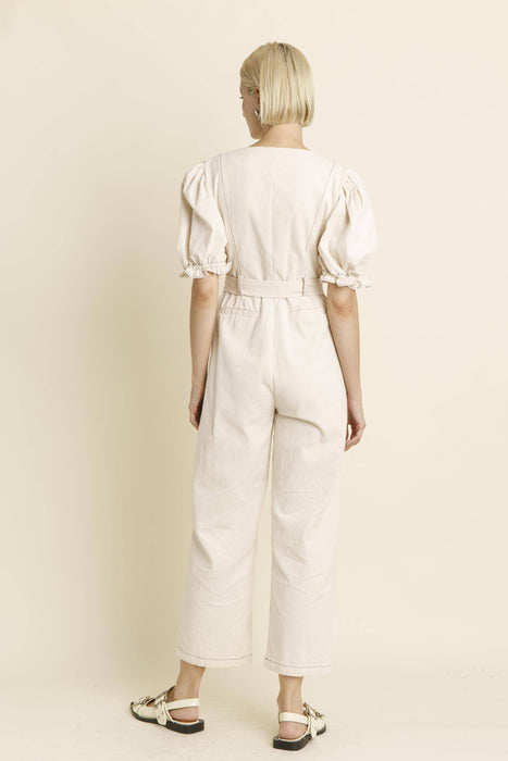 CONTRAST STITCH JUMPSUIT IVORY