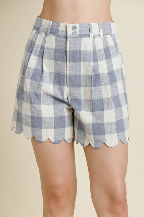 SCALLOP EDGE GINGHAM SHORTS