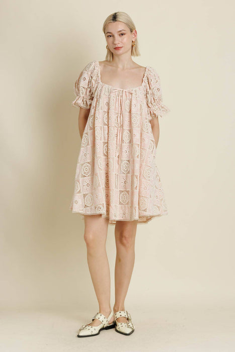 EMBROIDERED MINI DRESS