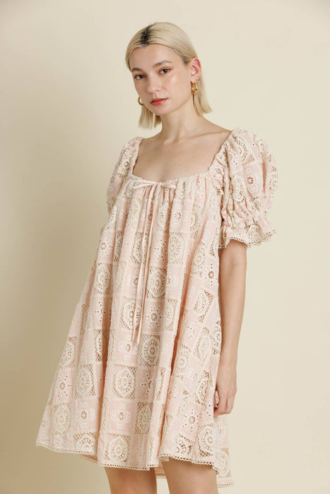 EMBROIDERED MINI DRESS