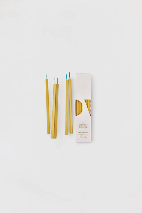 100% Beeswax. Birthday candles from pure beeswax with multicolored cotton wicks.