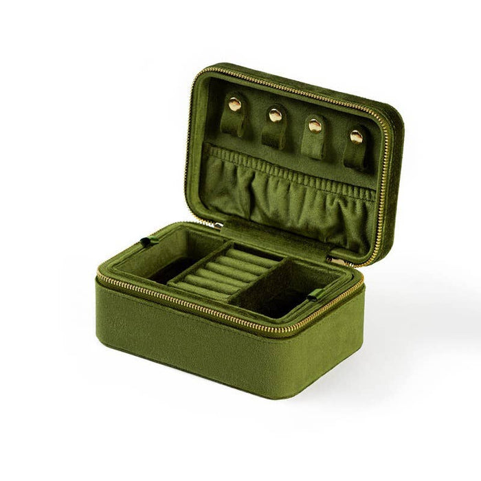 Double-Deck Plush Velvet Jewelry Box for Women Men Girls