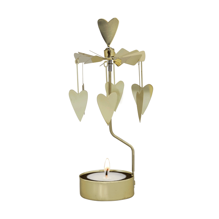 Rotary Candleholder, Heart, Gold