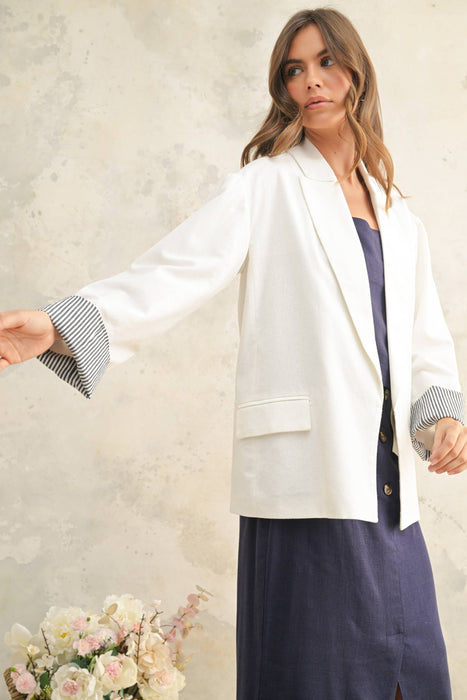 RAYON BLAZER WITH CONTRAST SLEEVE CUFF