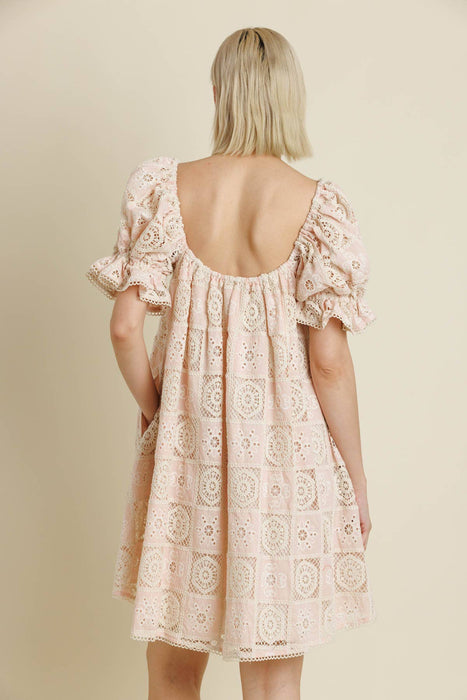 EMBROIDERED MINI DRESS