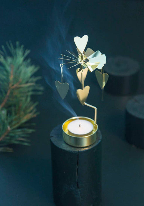 Rotary Candleholder, Heart, Gold