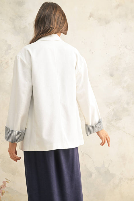 RAYON BLAZER WITH CONTRAST SLEEVE CUFF