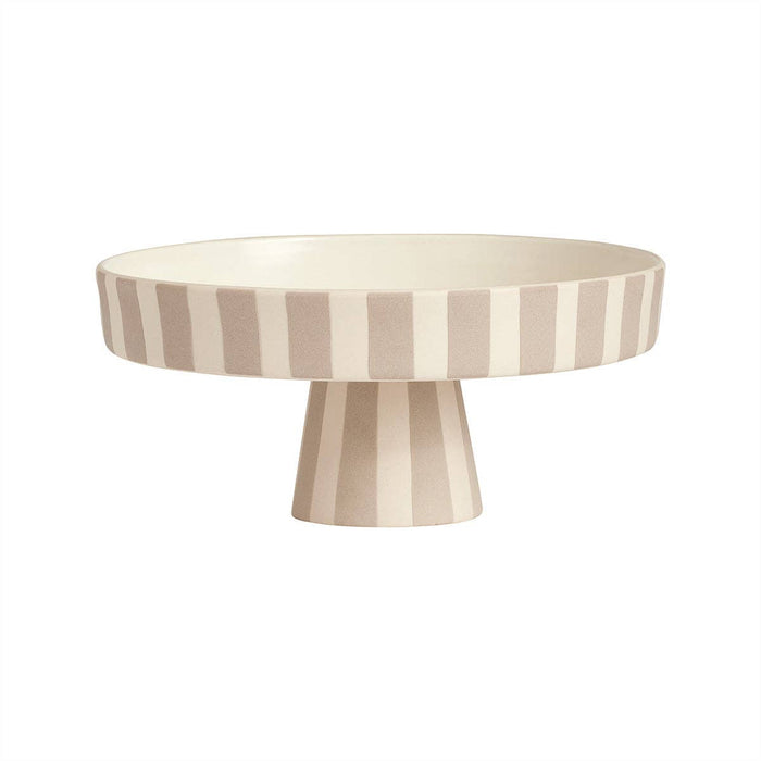 Toppu Clay Tray with vertical stripes in a lighter and darker shade of clay.