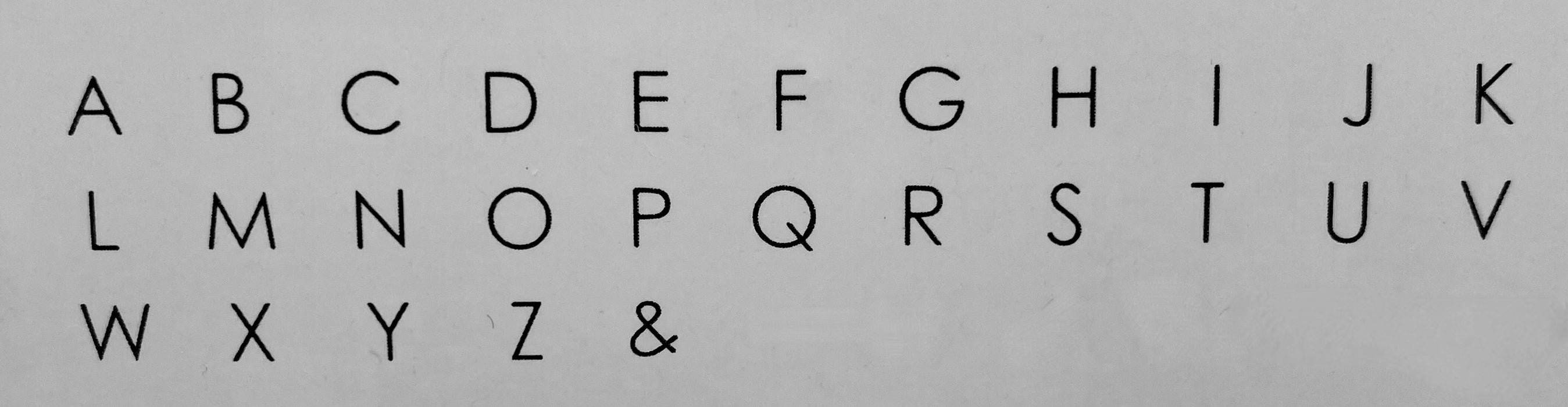 Upper cased letters. Alphabet and & symbol