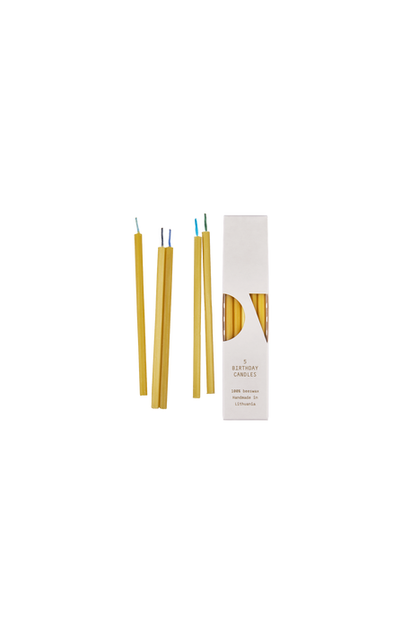 100% Beeswax. Birthday candles from pure beeswax with multicolored cotton wicks.