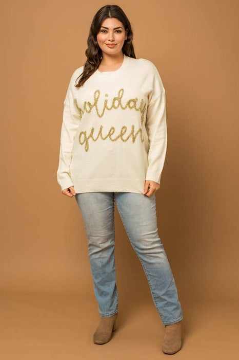 Plus Holiday Queen Pullover Sweater