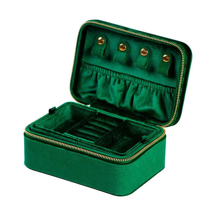 Double-Deck Plush Velvet Jewelry Box for Women Men Girls