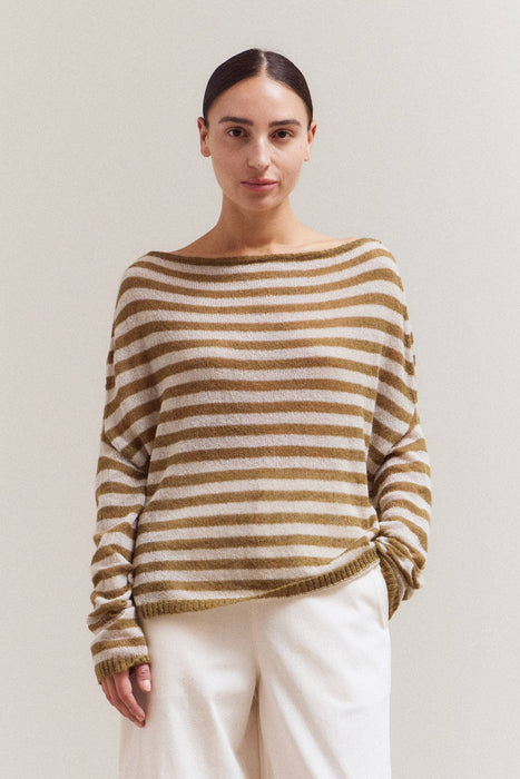 Stripe Off Shoulder Knit