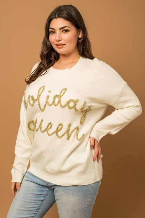 Plus Holiday Queen Pullover Sweater