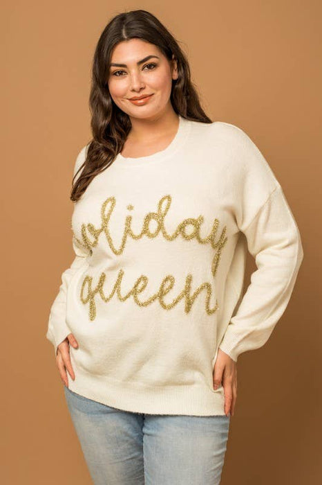 Plus Holiday Queen Pullover Sweater