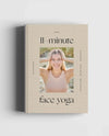 Book titled '11-Minute Face Yoga' with a photo of a woman on the cover against a light gray background