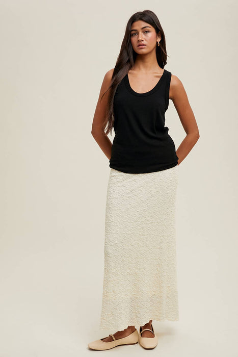 BASIC SCOOP NECK RIBBED KNIT TANK
