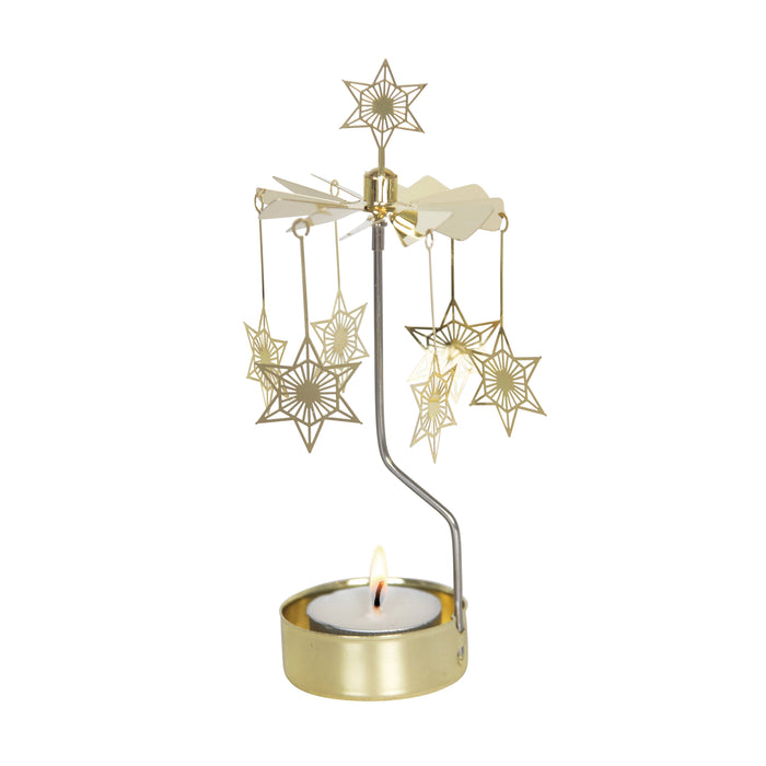 Rotary Candleholder, Art Deco Star, Gold
