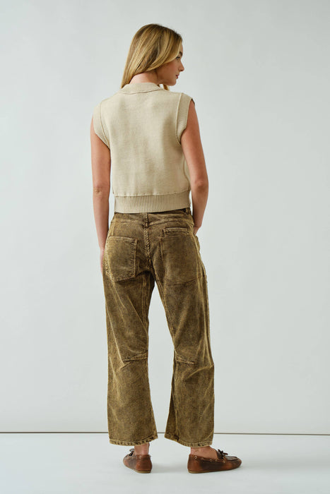 BARREL CORDUROY PANTS WITH EYELET WAIST