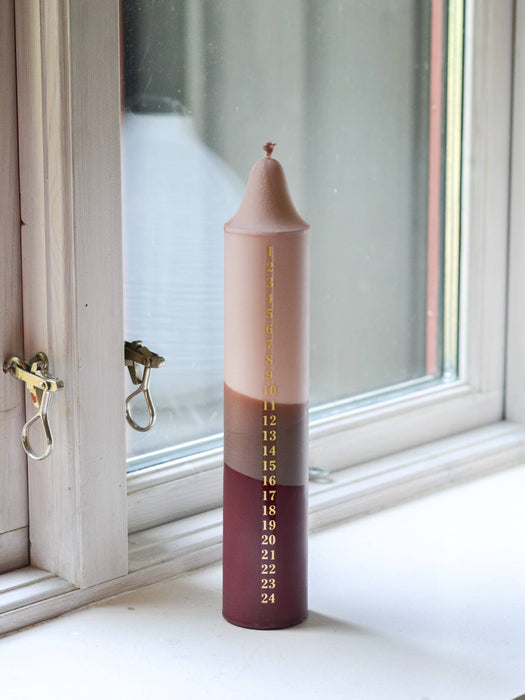 Advent Candle, Christmas Calendar, Beige/Brown/Red