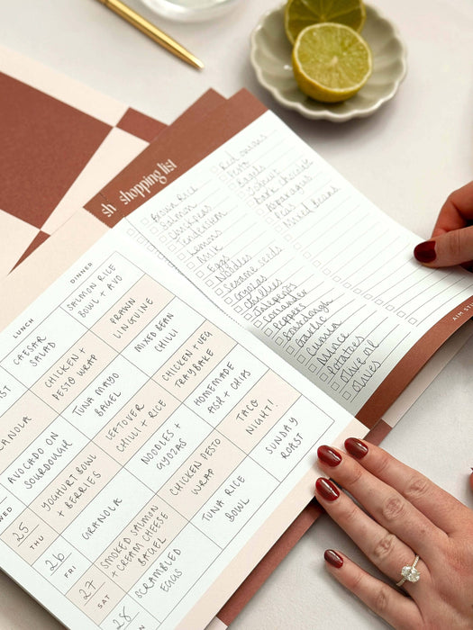 Meal Planner with Perforated Grocery List Notepad