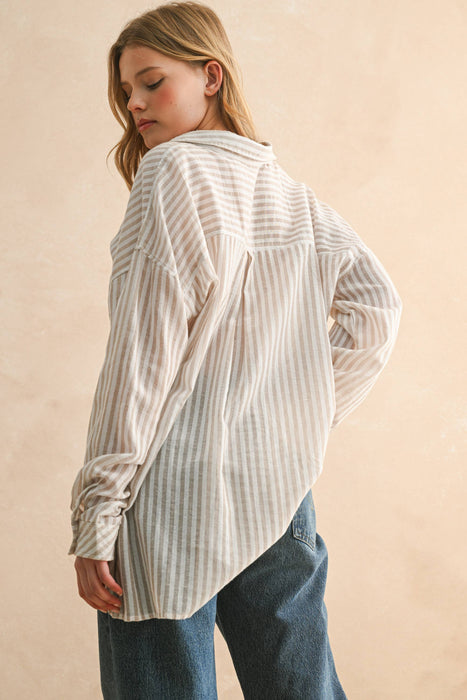 STRIPED BUTTON DOWN SHIRT