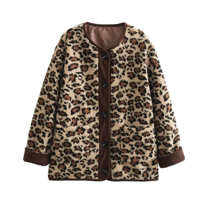 FLEECE LEOPARD SHACKET WITH POCKETS