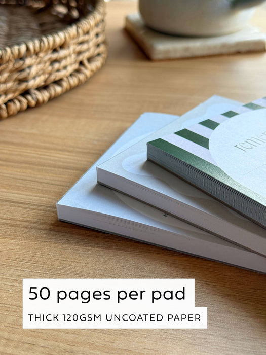 A6 Lined Memo Notepad with Green & Pink Stripe