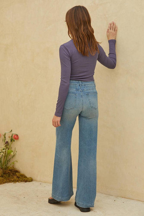 Knit Ribbed Long Sleeve Mock Neck Top