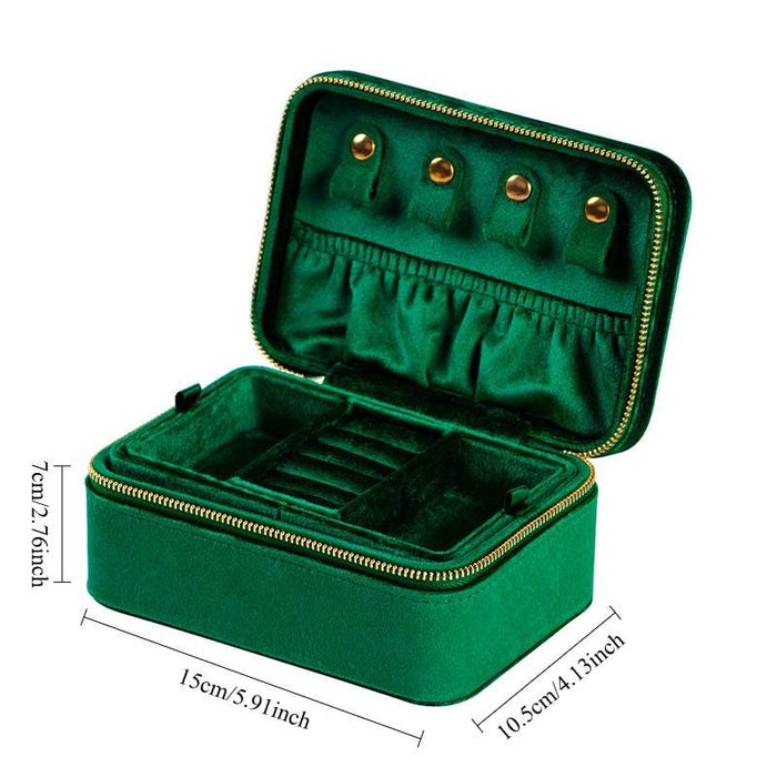 Double-Deck Plush Velvet Jewelry Box for Women Men Girls