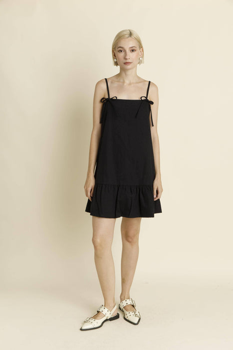 BOW TRIM MINI DRESS