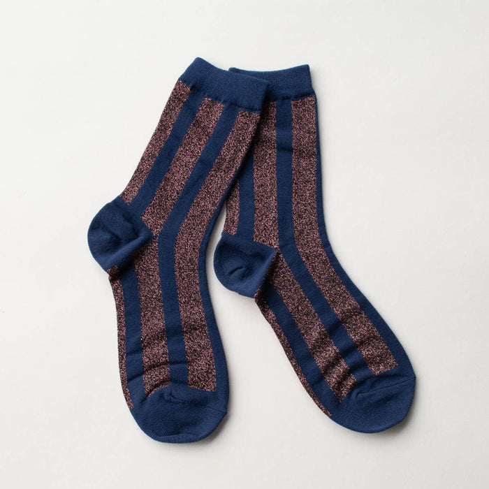 Glitter Vertical Striped Crew Socks