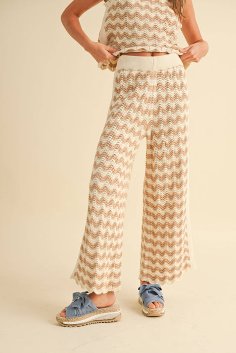 P4422ST   COLOR COMBO CROCHET KNITTED PANTS