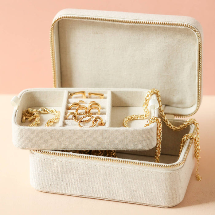 Natural Linen Jewelry Case