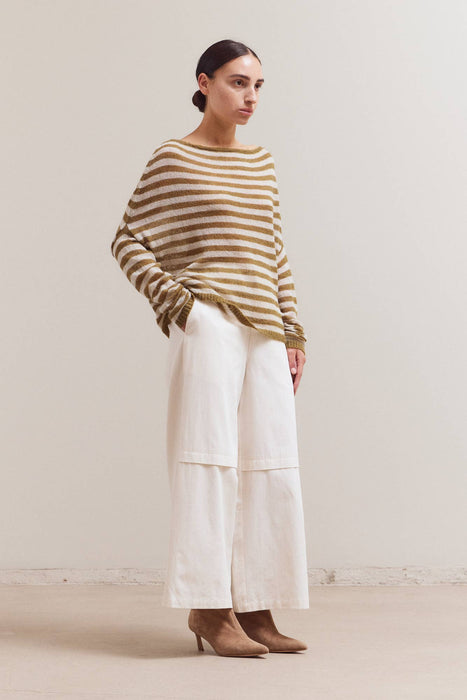 Stripe Off Shoulder Knit