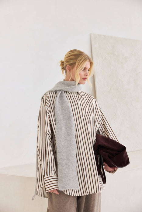 The Alpaca Skinny Scarf - Blizzard Grey